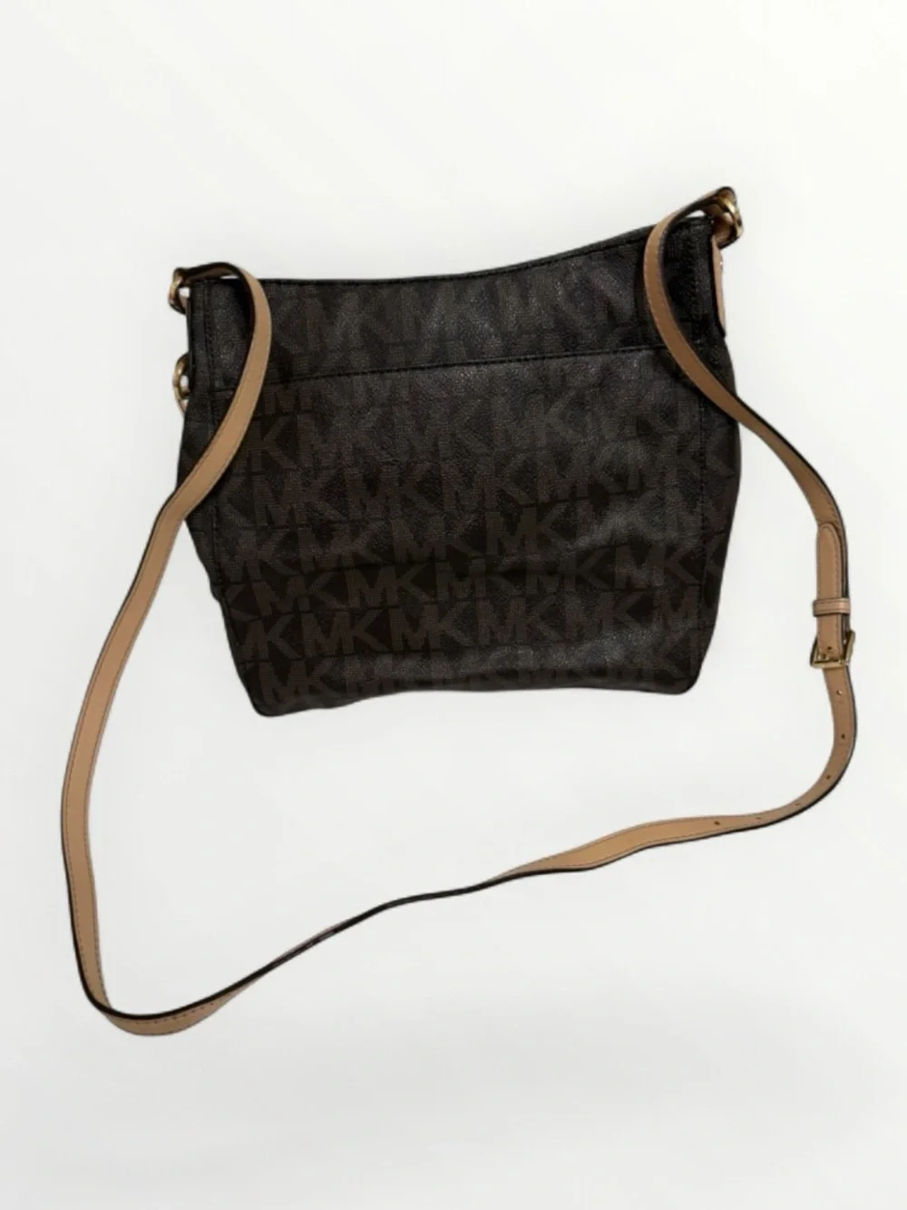 Michael Kors Jet Set Travel Large MK Messenger Bag/Crossbody-Brown/Gold